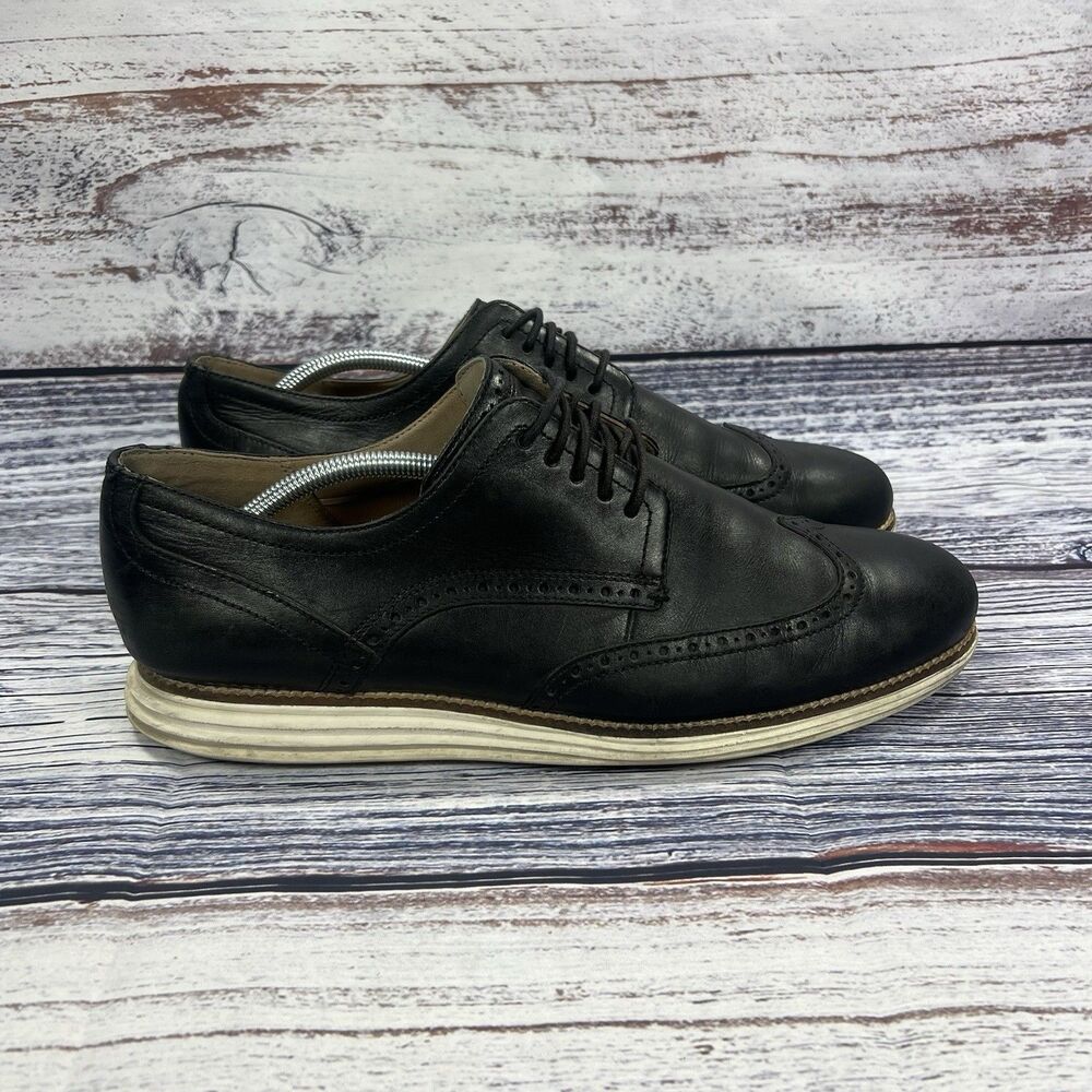 Cole Haan Original Grand OS Wingtip Oxford Black Leather Dress Shoes, Men's 11.5